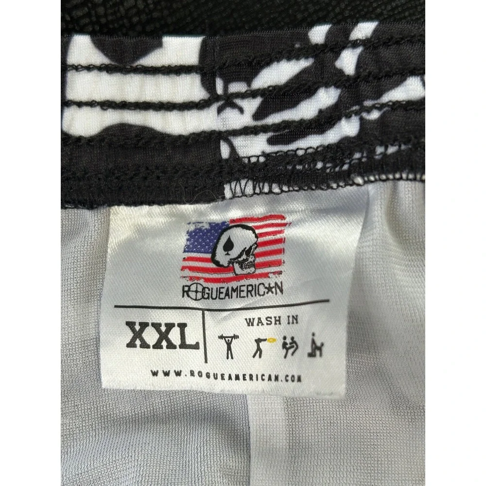 Rogue‎ American Apparel RAA Skull Skeleton Training Shorts Mens XXL Black White
